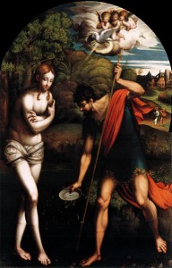 Battesimo di Cristo (attribuito all’artista), anno 1519 circa, tecnica a olio su tavola, 195 x 137 cm, Berlino, Gemäldegalerie.